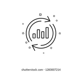 Chart line icon. Update Report graph or Sales growth sign. Analysis and Statistics data symbol. Geometric shapes. Random cross elements. Linear Update data icon design. Vector