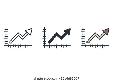 chart line icons isolated on White Background. Flat style design
