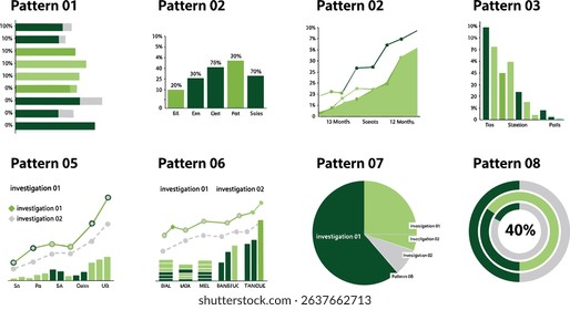 Chart line icons set. Graph, finance report, income growth, economy statistic, gantt diagram, infographic, mind map, data visualization vector illustration. Outline signs of analytic. 