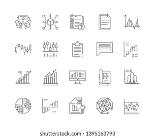 Chart line icons, signs, vector set, outline illustration concept 