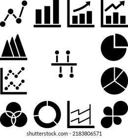 Chart line point icon in a collection with other items