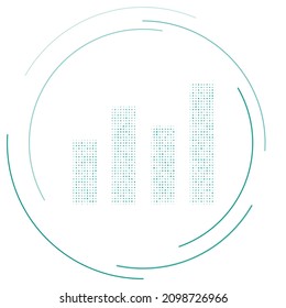 Símbolo de la línea de la gráfica rellenado con puntos de referencia. Estilo de puntillismo. Ilustración del vector sobre fondo blanco