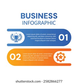 Chart list infographic 2 step business template with icons minimalist design