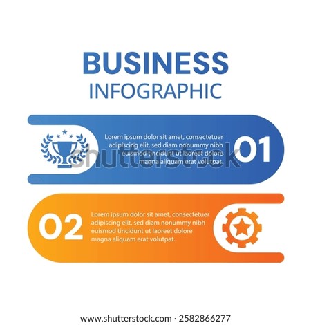Chart list infographic 2 step business template with icons minimalist design