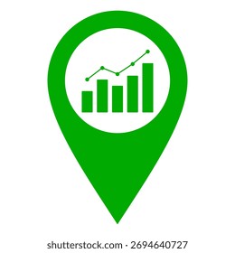 Gráfico e pin de localização em branco