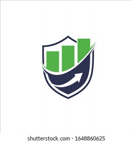 Chart logo accompanied shield concept vector template