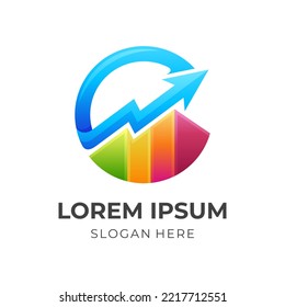 diseño del logotipo de gráfico con un estilo 3d colorido