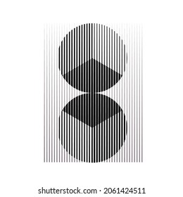 Chart Logo with lines. Circle unusual icon Design .Black Vector stripes .Geometric shape.