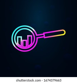 chart and magnifier in nolan style icon. Simple thin line, outline vector of finance and chart icons for ui and ux, website or mobile application