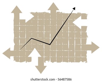 A chart with many arrows pointing into  different directions