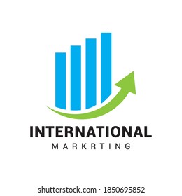 Plantilla vectorial de icono del logotipo de flecha de marketing de gráfico.