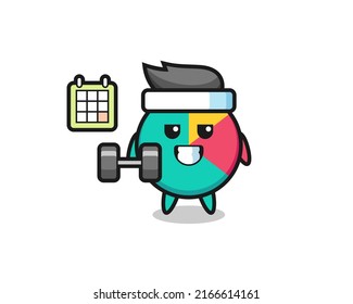 chart mascot cartoon doing fitness with dumbbell , cute style design for t shirt, sticker, logo element