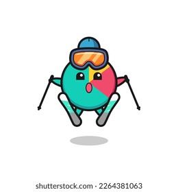 chart mascot character as a ski player , cute style design for t shirt, sticker, logo element