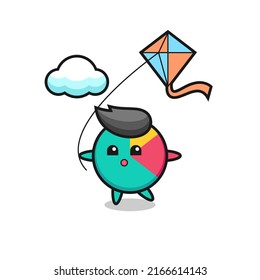 chart mascot illustration is playing kite , cute style design for t shirt, sticker, logo element