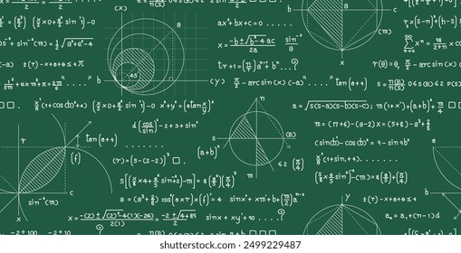 Chart with math formulas on a seamless blackboard.