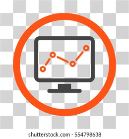 Chart Monitoring vector bicolor rounded icon. Image style is a flat icon symbol inside a circle, orange and gray colors, transparent background.