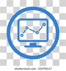 Chart Monitoring vector rounded icon. Image style is a flat icon symbol inside a circle, cobalt color, transparent background.