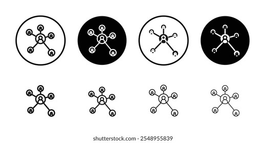 Chart network icon flat line symbol set.