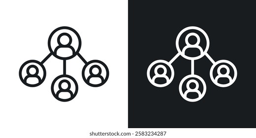 Chart network icons in black and white liner strokes for web design.