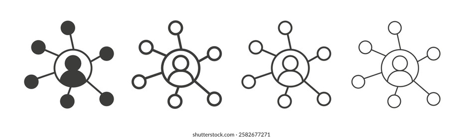 Chart network icons set vectors graphic designs