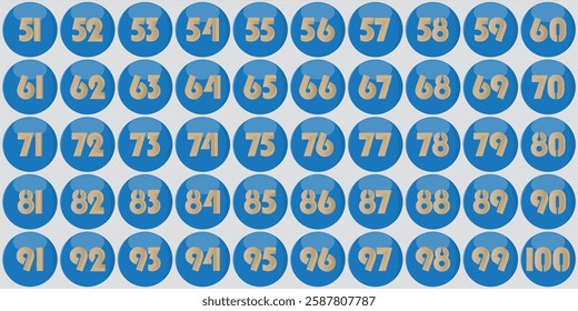 Chart numbers 51 to 100, blue circle egek glosi glok soft