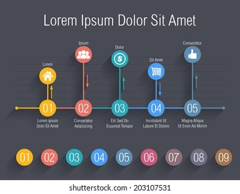 Chart with numbers and icons, vector eps10 illustration