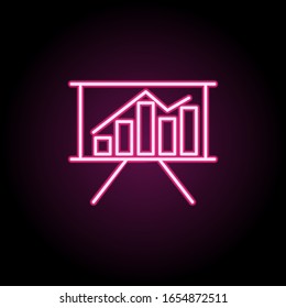 Gráfico en el icono del neón de la placa. Línea delgada simple, contorno vectorial de iconos web para ui y ux, sitio web o aplicación móvil