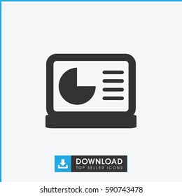 chart on display icon. Simple filled chart on display vector icon. On white background.