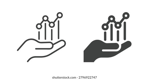 Chart on Hand icon. Line and glyph solid icon