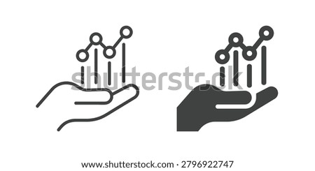 Chart on Hand icon. Line and glyph solid icon