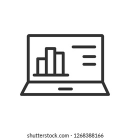 chart on laptop. linear icon. Line with editable stroke