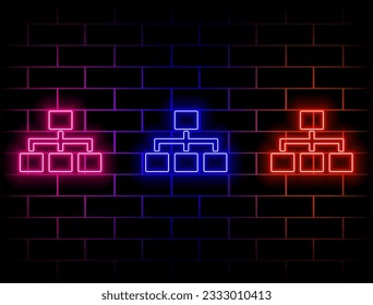 Chart organization icon. Vector department page symbol. Simple organizational outline signs. neon style. Corporate flat icons. Green, red, yellow, pink, blue, orange