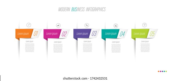color de papel de origami gráfico en plantilla info-gráfica vectorial para la gráfica de presentación de diagrama
y concepto de negocio con opciones de 5 ó 6 elementos