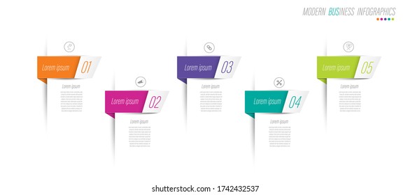 color de papel de origami gráfico en plantilla info-gráfica vectorial para la gráfica de presentación de diagrama
y concepto de negocio con opciones de 5 ó 6 elementos