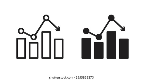 Chart outlined and solid icon vector collection.