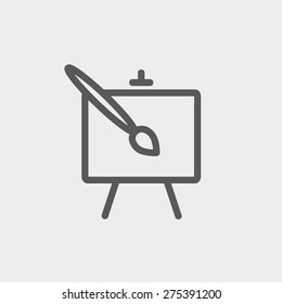 Chart and a paint brush icon thin line for web and mobile, modern minimalistic flat design. Vector dark grey icon on light grey background.