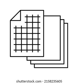 vector de icono de línea de lista de papel de gráfico. signo de lista de papel de gráfico. símbolo de contorno aislado ilustración negra
