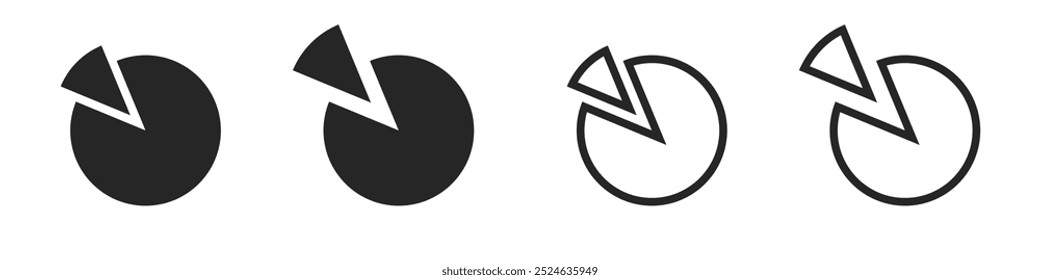 Chart part diagram isolated black outlined and shaped illustration statistic set. Vector icons in flat style