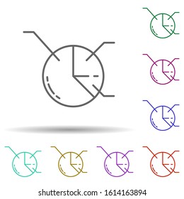 Chart, part of chart, editing parts multi color style icon. Simple thin line, outline vector of editorial design icons for ui and ux, website or mobile application