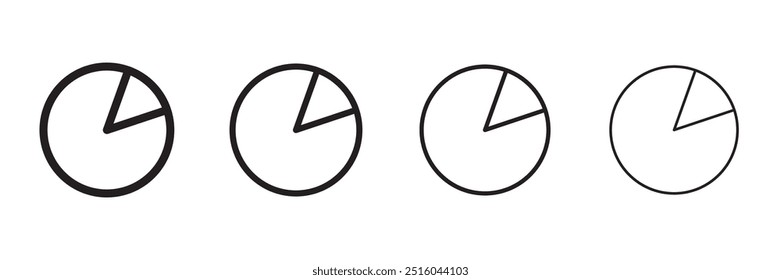 Chart part outlined black illustration in 4 variations for User Interface. Vector icons in flat style