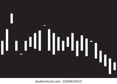 Chart pattern of stock. Vertical stripe white on black background. Design print for illustration, texture, wallpaper, background. Set 5