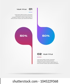 Chart of percentage infographics. Element of graph, diagram with 2 options - parts, processes, timeline. Vector business template for presentation, workflow layout, annual report