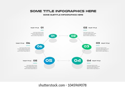 Chart of percentage infographics. Element of graph, diagram with 6 options - parts, processes, timeline. Vector business template for presentation, workflow layout, annual report
