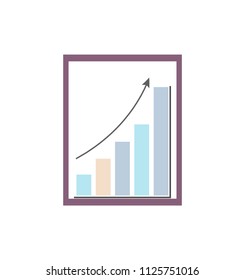 Chart picture information shown by infographic with increasing arrow, symbol of success at work, preserving winning position, vector illustration