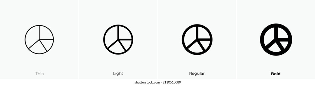 chart pie 4 icon. Thin, Light Regular And Bold style design isolated on white background