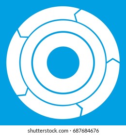 Chart pie with arrows icon white isolated on blue background vector illustration