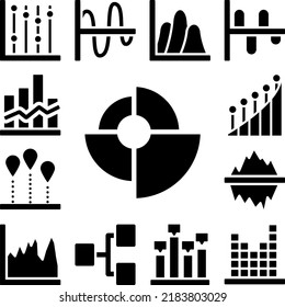 Chart pie diagram icon in a collection with other items