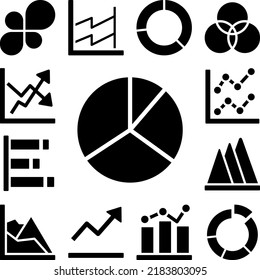 Chart pie diagram icon in a collection with other items