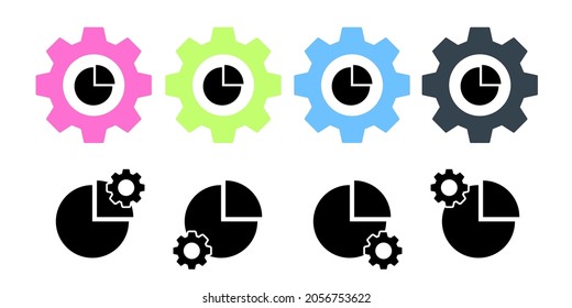 Chart pie diagram vector icon in gear set illustration for ui and ux, website or mobile application