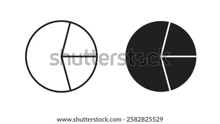 Chart pie filled and outlined icons vectors on white background